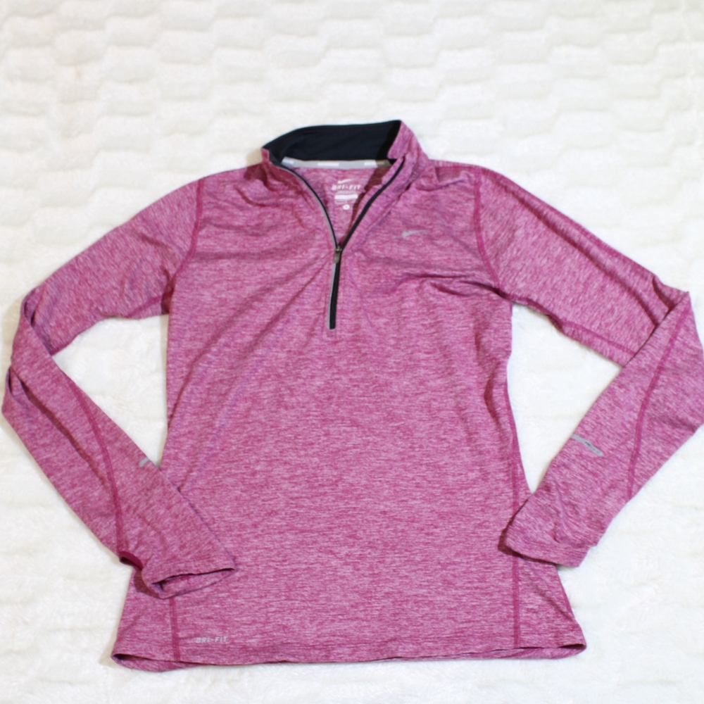 Nike Women's Long Sleeve 1/4 Zip Heathered Pink Top